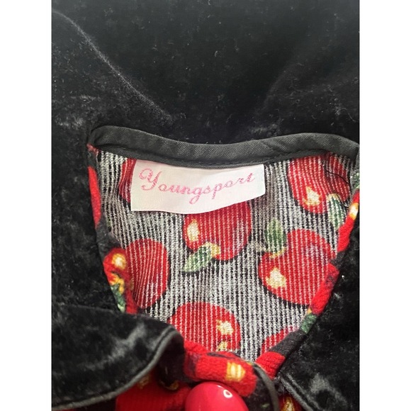 Vintage Fall Holiday  Dress Red Corduroy Red Apple Print Collar Buttons Girls - Picture 5 of 16